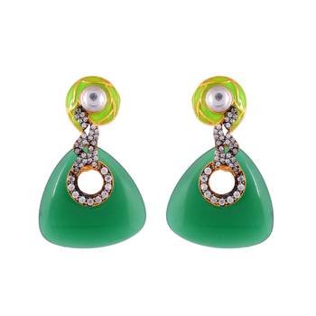 Green Onyx Americian Diamond Fashionable Earring 1