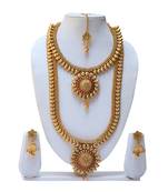 awesome maroon colour harem necklace set with earring