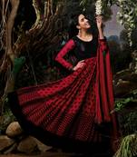 Asin Red and Black Embroidery Pure Georgette Printed Semi Stitched Designer Anarkali Suit