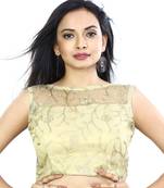 Golden Brocade Tissue With Ariwork boat Neck Blouse