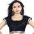 Black Cotton Tissue With Silver Lace U Neck Blouse
