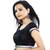 Black Cotton Tissue With Silver Lace U Neck Blouse