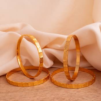 Golden bangles Patli set of four  flower design one gram gold 1