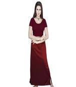 Dk.Maroon Solid stitched blouse with petticoat