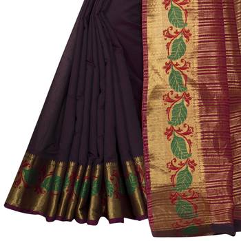 Purple woven chanderi silk saree with blouse 3