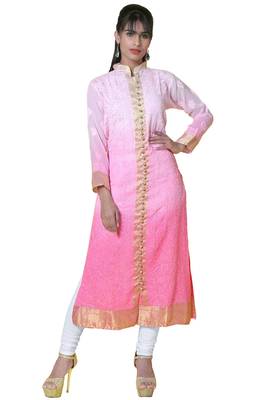 Ada Pink Hand Embroidered Chikankari Georgette Kurti  2