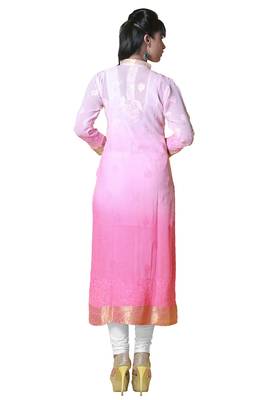 Ada Pink Hand Embroidered Chikankari Georgette Kurti  3