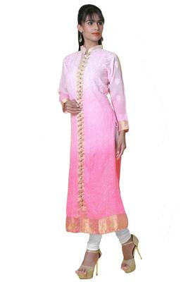 Ada Pink Hand Embroidered Chikankari Georgette Kurti  4