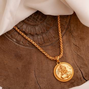 Golden chain with Laxmi pendant MEDIUM length 24" one gram gold 1