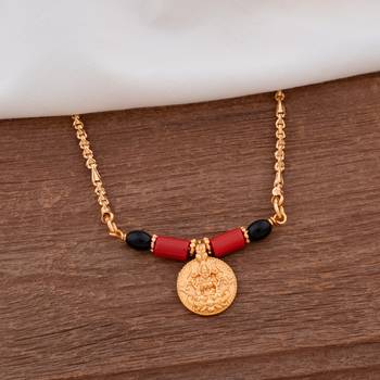 Golden mangalsutra LONG with big Laxmi coin vati one gram gold 1