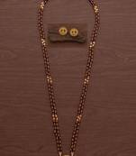Maroon double line LONG necklace with Laxmi pendant and matching earrings one gram gold