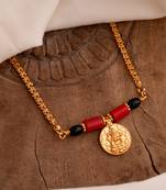 Golden chain mangalsutra with big Laxmi vati Medium length one gram gold