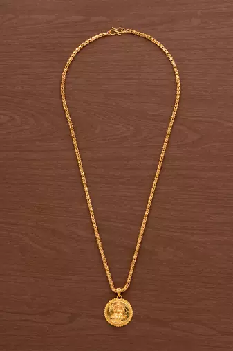 Golden chain with Laxmi pendant MEDIUM length 24" one gram gold