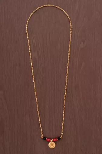 Golden mangalsutra LONG with big Laxmi coin vati one gram gold