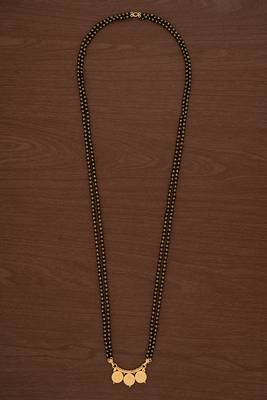 Black beads LONG mangalsutra with triple Laxmi coin vati one gram gold 2