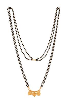 Black beads LONG mangalsutra with triple Laxmi coin vati one gram gold 3