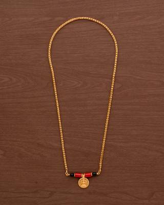 Golden chain mangalsutra with big Laxmi vati Medium length one gram gold 2