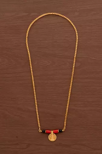 Golden chain mangalsutra with big Laxmi vati Medium length one gram gold