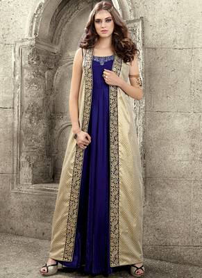 Royal Blue Multi Resham Work Velvet Pakistani Salwar With Dupatta 1