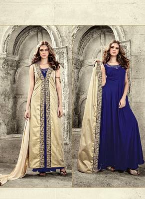 Royal Blue Multi Resham Work Velvet Pakistani Salwar With Dupatta 3