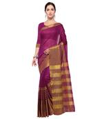 Purple plain art silk saree with blouse