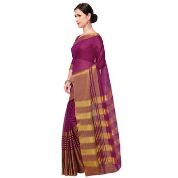 Purple plain art silk saree with blouse 2