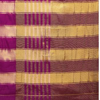 Purple plain art silk saree with blouse 4