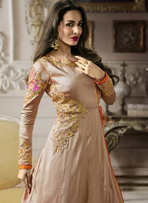 Light Beige Multi Resham Work Silk Salwar With Dupatta 2