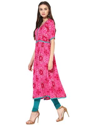 Pink Printed Rayon stitched kurti 3
