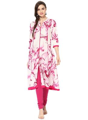 Pink Printed Rayon stitched kurti 1