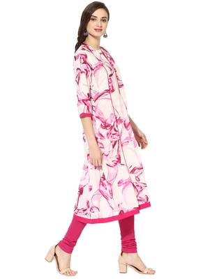 Pink Printed Rayon stitched kurti 4