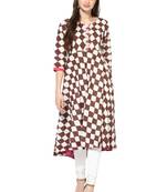 Brown Printed cotton stitched kurti