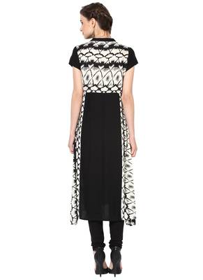 Black Printed Rayon stitched kurti 2