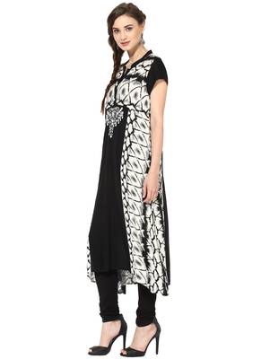Black Printed Rayon stitched kurti 3