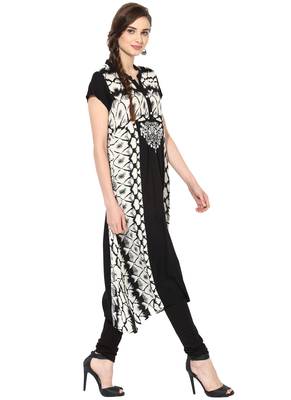 Black Printed Rayon stitched kurti 4