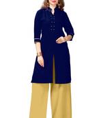 Navy blue plain cotton stitched  party-wear-kurtis