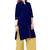 Navy blue plain cotton stitched  party-wear-kurtis