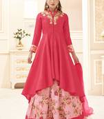 Rani pink multi resham work silk salwar with dupatta