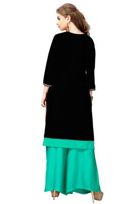 Black embroidered cotton stitched  party wear kurtis 2