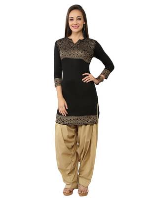 Ira Soleil Black Kurti made in viscose lycra with gold tinsel print 1