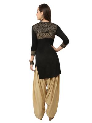 Ira Soleil Black Kurti made in viscose lycra with gold tinsel print 2