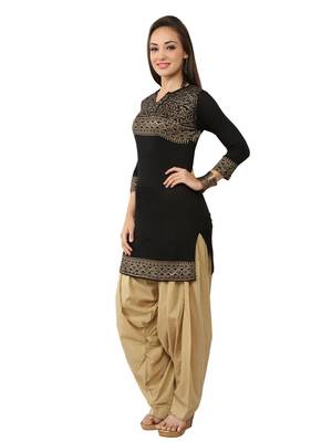 Ira Soleil Black Kurti made in viscose lycra with gold tinsel print 3
