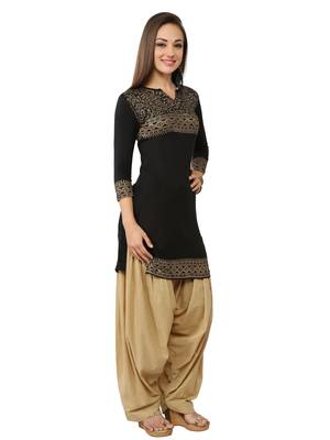 Ira Soleil Black Kurti made in viscose lycra with gold tinsel print 4