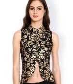 Ira Soleil Black all over printed Jacket made with Polyester lycra fabric