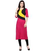Pink plain rayon stitched kurtas-and-kurtis