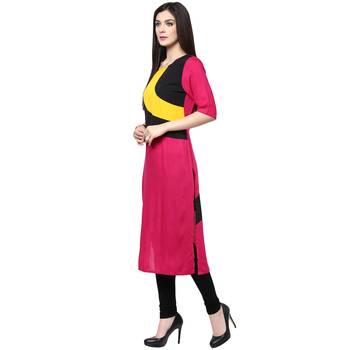 Pink plain rayon stitched kurtas-and-kurtis 3
