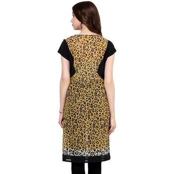 Mustard printed polyester stitched kurtas-and-kurtis 2