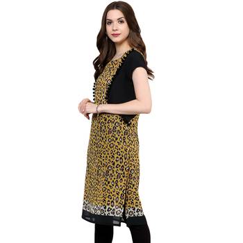 Mustard printed polyester stitched kurtas-and-kurtis 3