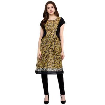 Mustard printed polyester stitched kurtas-and-kurtis 5