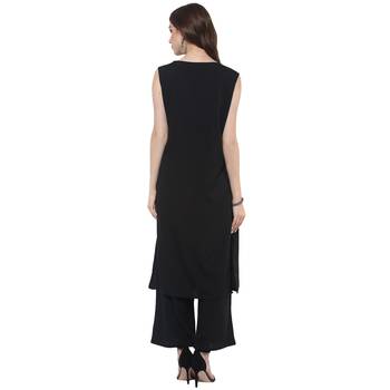 Black plain polyester stitched kurtas-and-kurtis 2